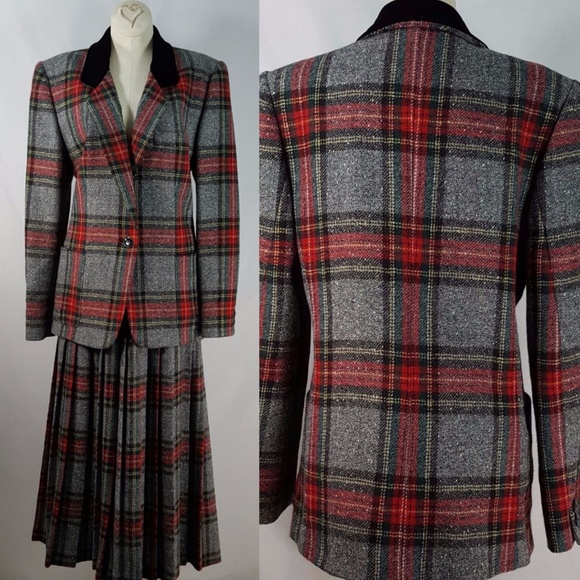 JH Collectibles Dresses & Skirts - VTG 70s Plaid Suit Skirt/Blazer Wool Sizes* 10/8